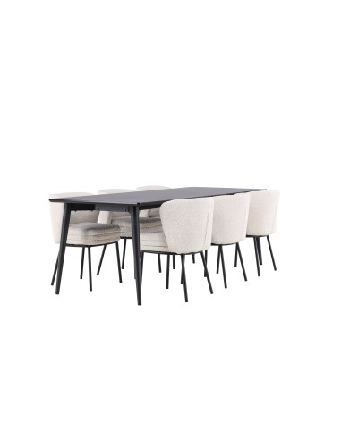 Matgrupp Ellis med Agnes matstolar, 230 × 85 cm