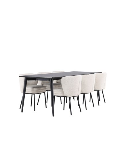 Matgrupp Ellis med Agnes matstolar, 230 × 85 cm
