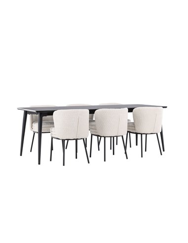 Matgrupp Ellis med Agnes matstolar, 230 × 85 cm