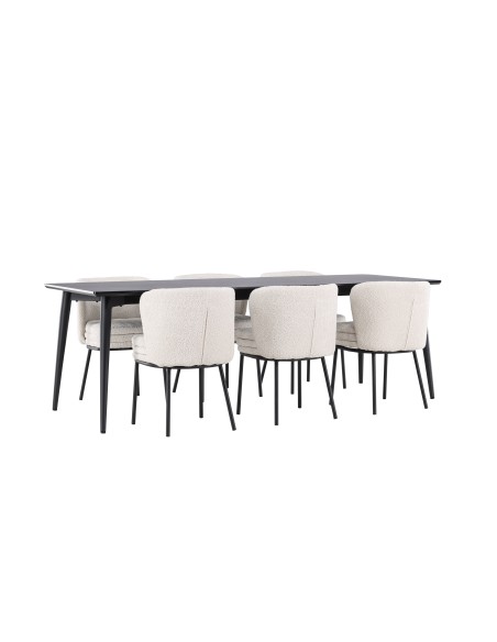 Matgrupp Ellis med Agnes matstolar, 230 × 85 cm