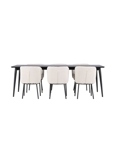 Matgrupp Ellis med Agnes matstolar, 230 × 85 cm