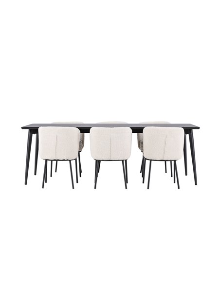 Matgrupp Ellis med Agnes matstolar, 230 × 85 cm