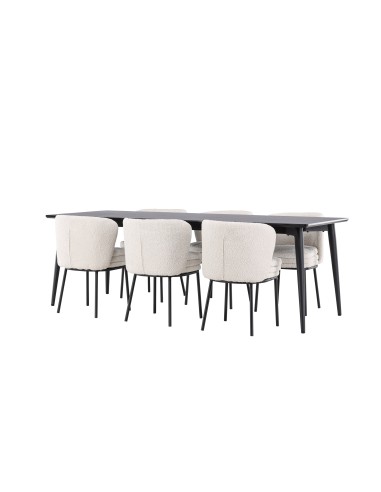 Matgrupp Ellis med Agnes matstolar, 230 × 85 cm