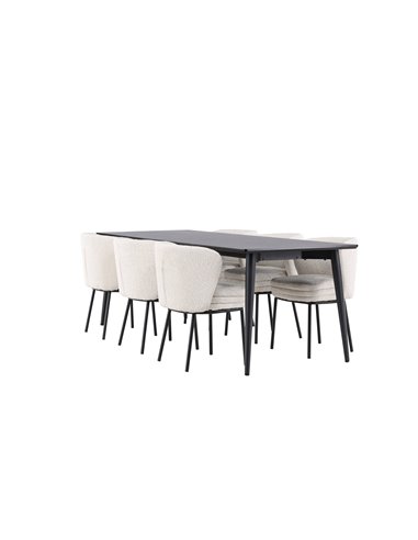 Matgrupp Ellis med Agnes matstolar, 230 × 85 cm