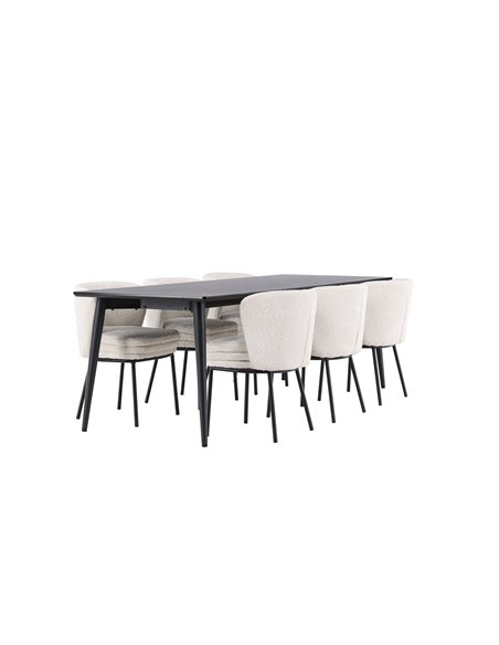 Matgrupp Ellis med Agnes matstolar, 230 × 85 cm