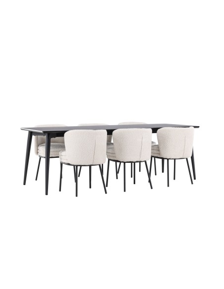 Matgrupp Ellis med Agnes matstolar, 230 × 85 cm