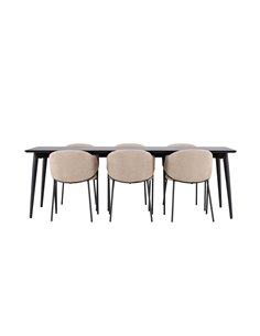 Matgrupp Ellis med Evelina matstolar, 230 × 85 cm