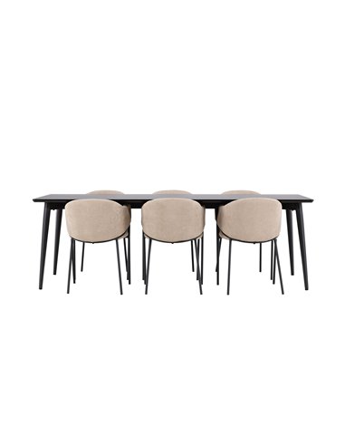 Matgrupp Ellis med Evelina matstolar, 230 × 85 cm