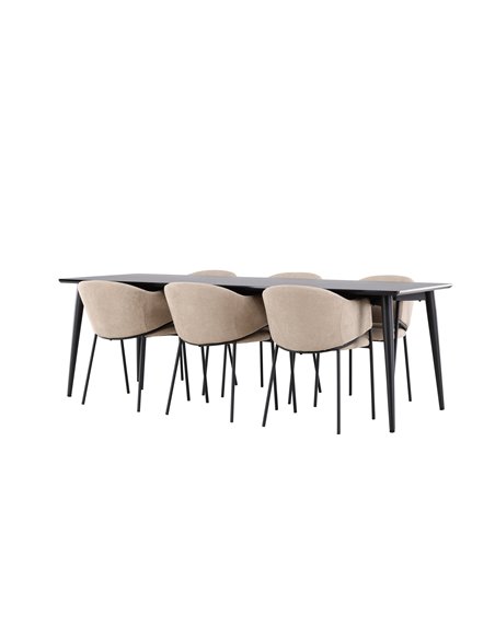 Matgrupp Ellis med Evelina matstolar, 230 × 85 cm