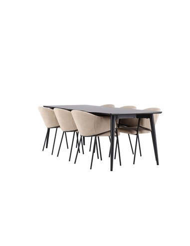 Matgrupp Ellis med Evelina matstolar, 230 × 85 cm
