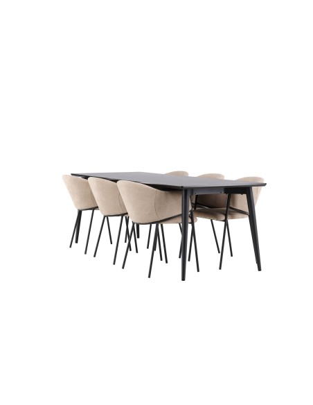 Matgrupp Ellis med Evelina matstolar, 230 × 85 cm