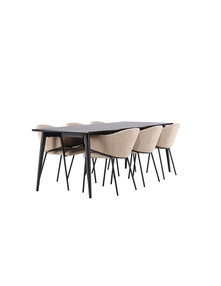 Matgrupp Ellis med Evelina matstolar, 230 × 85 cm