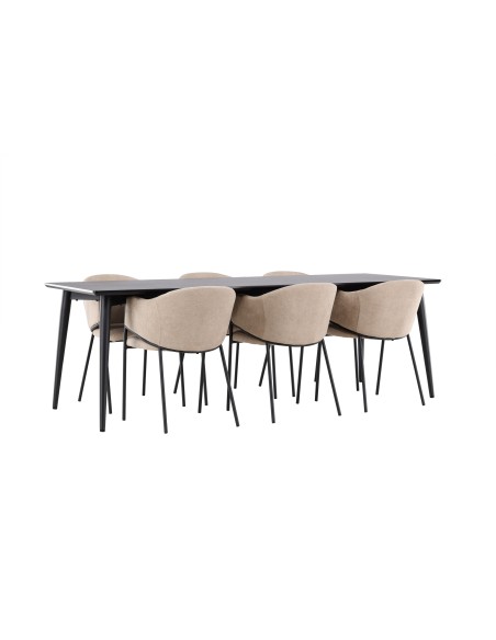 Matgrupp Ellis med Evelina matstolar, 230 × 85 cm