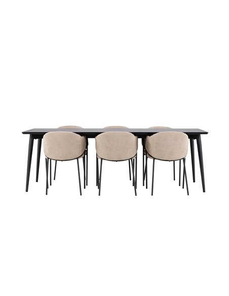 Matgrupp Ellis med Evelina matstolar, 230 × 85 cm