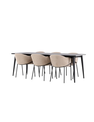 Matgrupp Ellis med Evelina matstolar, 230 × 85 cm