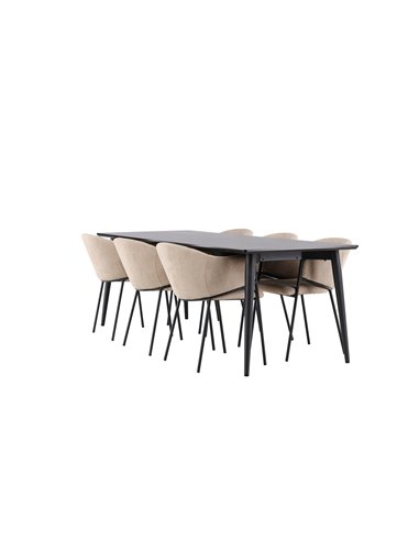 Matgrupp Ellis med Evelina matstolar, 230 × 85 cm