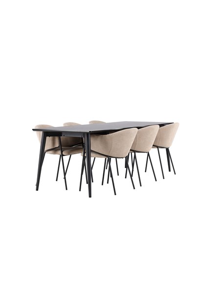 Matgrupp Ellis med Evelina matstolar, 230 × 85 cm