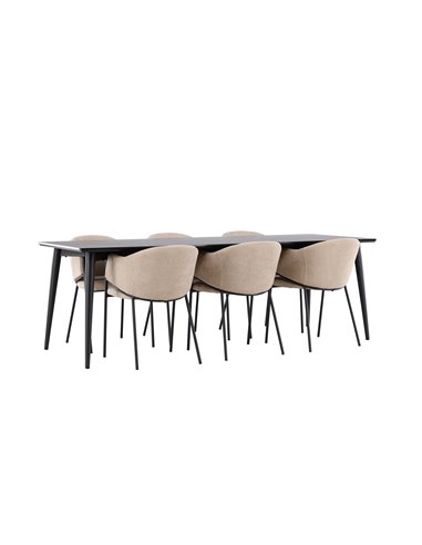 Matgrupp Ellis med Evelina matstolar, 230 × 85 cm