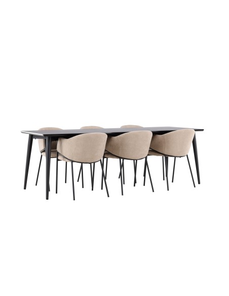 Matgrupp Ellis med Evelina matstolar, 230 × 85 cm