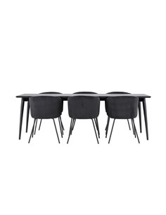 Matgrupp Ellis med Berit matstolar, 230 × 85 cm