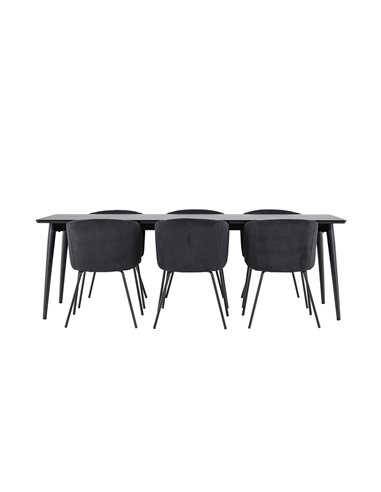 Matgrupp Ellis med Berit matstolar, 230 × 85 cm