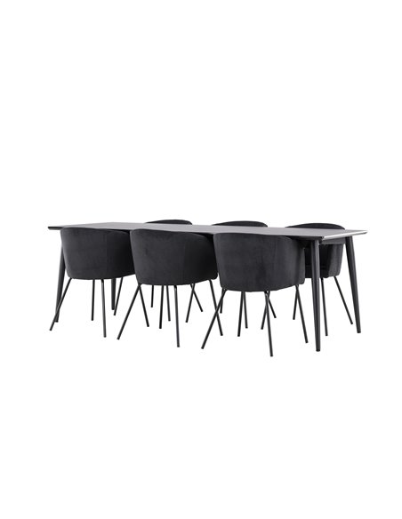 Matgrupp Ellis med Berit matstolar, 230 × 85 cm