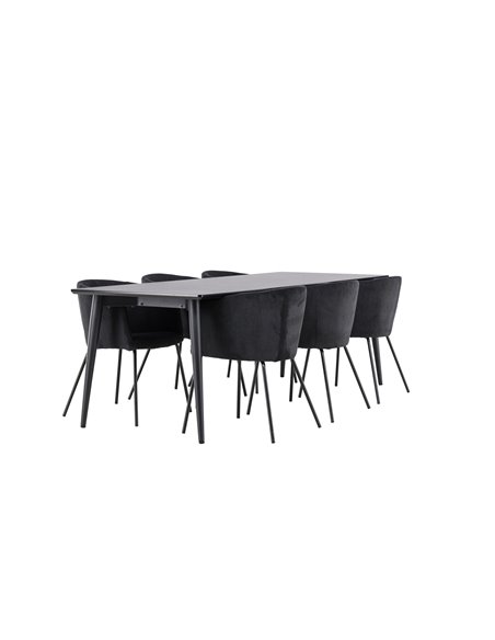 Matgrupp Ellis med Berit matstolar, 230 × 85 cm