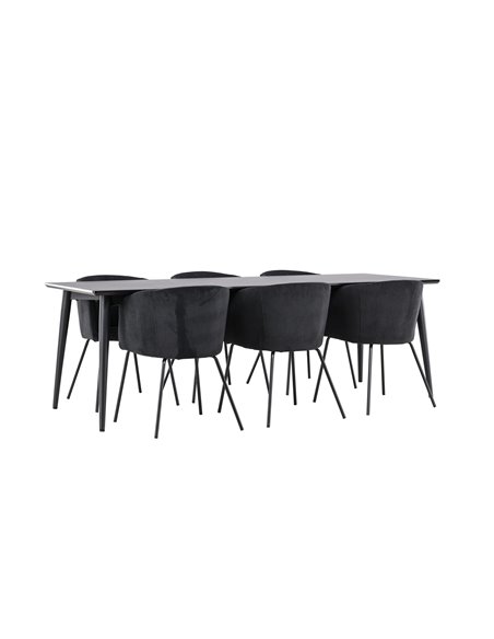 Matgrupp Ellis med Berit matstolar, 230 × 85 cm