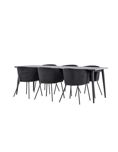 Matgrupp Ellis med Berit matstolar, 230 × 85 cm
