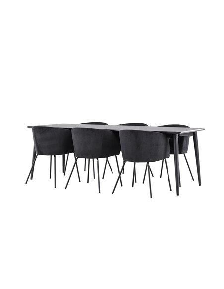 Matgrupp Ellis med Berit matstolar, 230 × 85 cm