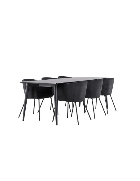 Matgrupp Ellis med Berit matstolar, 230 × 85 cm