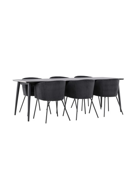 Matgrupp Ellis med Berit matstolar, 230 × 85 cm