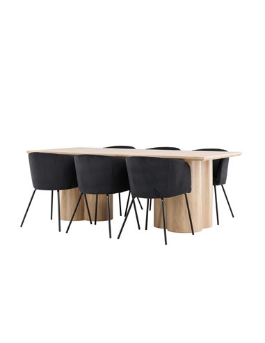 Matgrupp Olivia med Berit matstolar, 210 × 100 cm