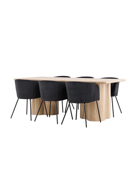 Matgrupp Olivia med Berit matstolar, 210 × 100 cm