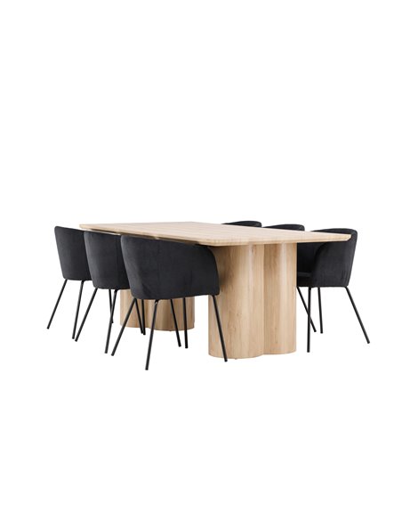 Matgrupp Olivia med Berit matstolar, 210 × 100 cm