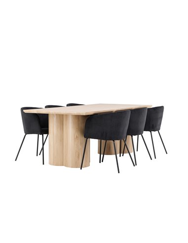 Matgrupp Olivia med Berit matstolar, 210 × 100 cm