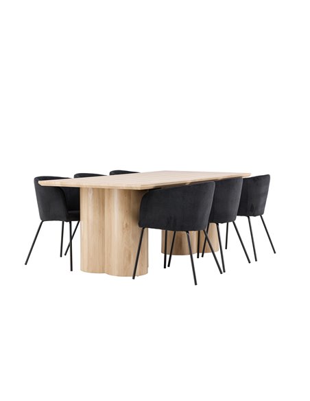 Matgrupp Olivia med Berit matstolar, 210 × 100 cm