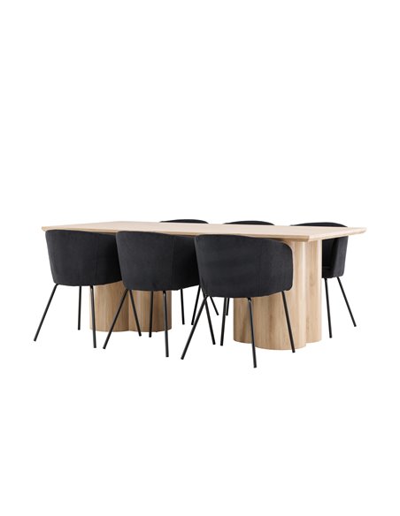 Matgrupp Olivia med Berit matstolar, 210 × 100 cm