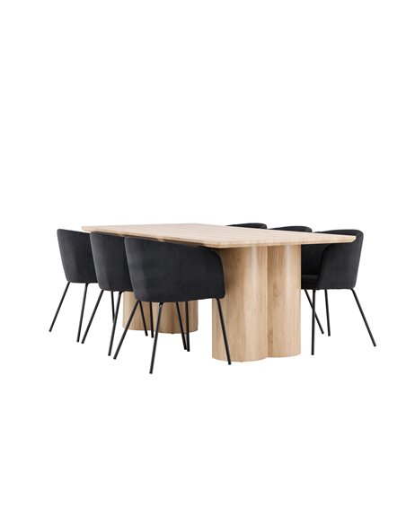 Matgrupp Olivia med Berit matstolar, 210 × 100 cm