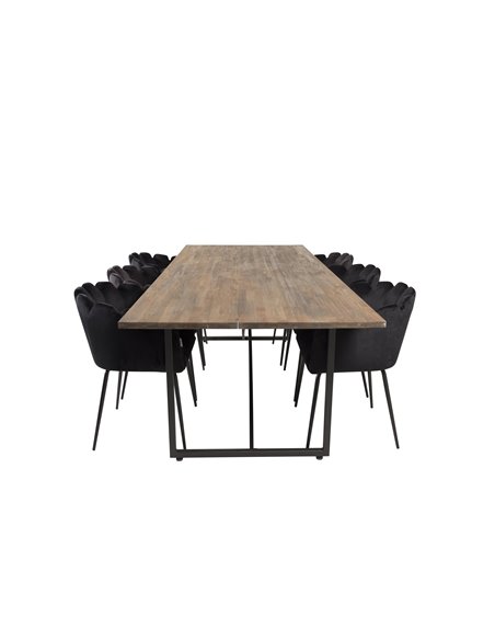 Matgrupp Padang med Limhamn matstolar, 250 × 100 cm