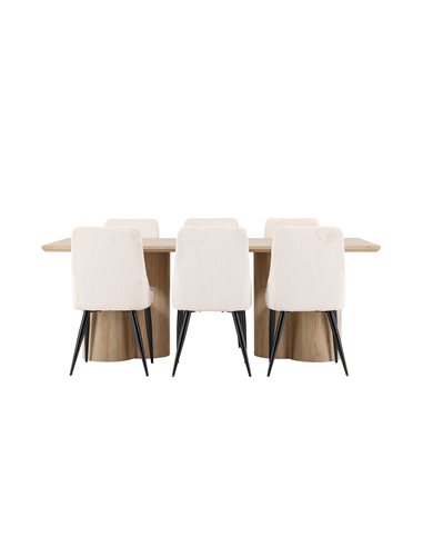 Matgrupp Olivia med Leone matstolar, 210 × 100 cm