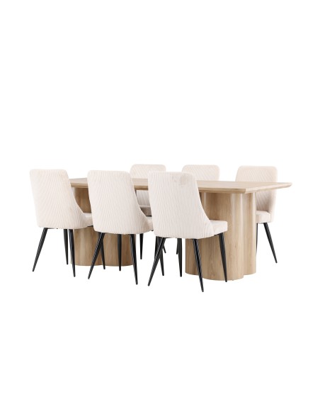 Matgrupp Olivia med Leone matstolar, 210 × 100 cm