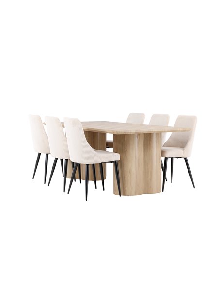Matgrupp Olivia med Leone matstolar, 210 × 100 cm
