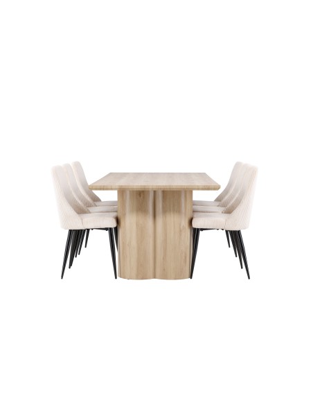 Matgrupp Olivia med Leone matstolar, 210 × 100 cm
