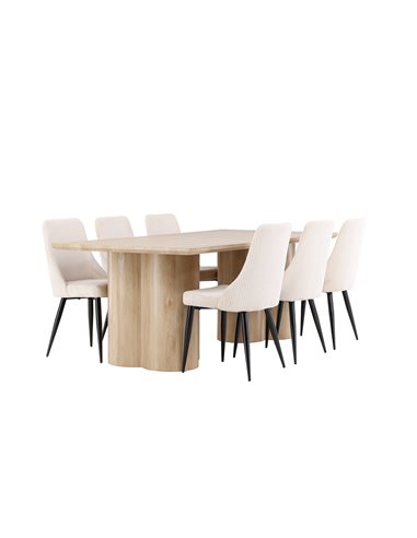 Matgrupp Olivia med Leone matstolar, 210 × 100 cm