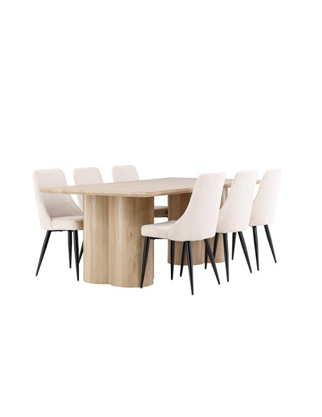 Matgrupp Olivia med Leone matstolar, 210 × 100 cm