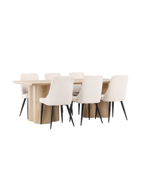 Matgrupp Olivia med Leone matstolar, 210 × 100 cm