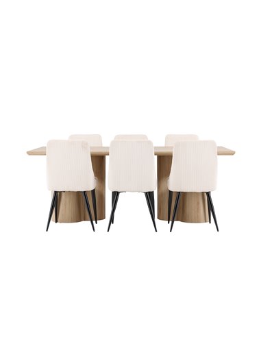 Matgrupp Olivia med Leone matstolar, 210 × 100 cm