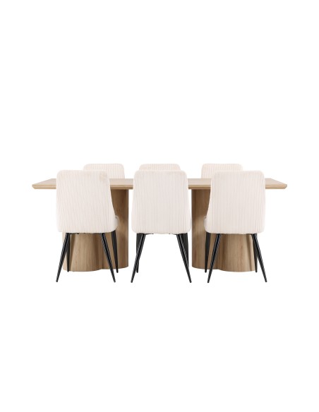 Matgrupp Olivia med Leone matstolar, 210 × 100 cm