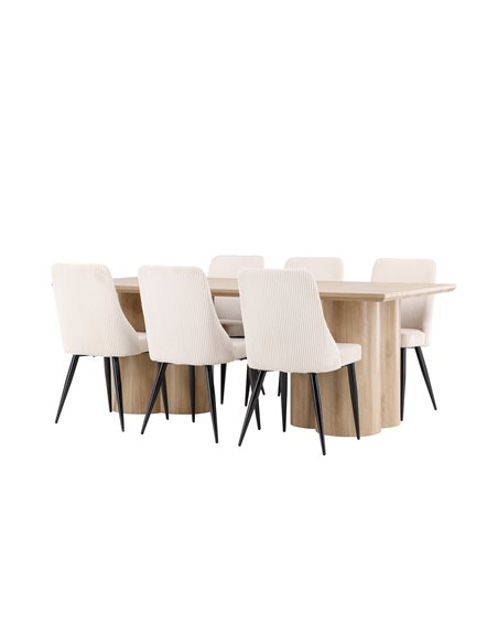Matgrupp Olivia med Leone matstolar, 210 × 100 cm